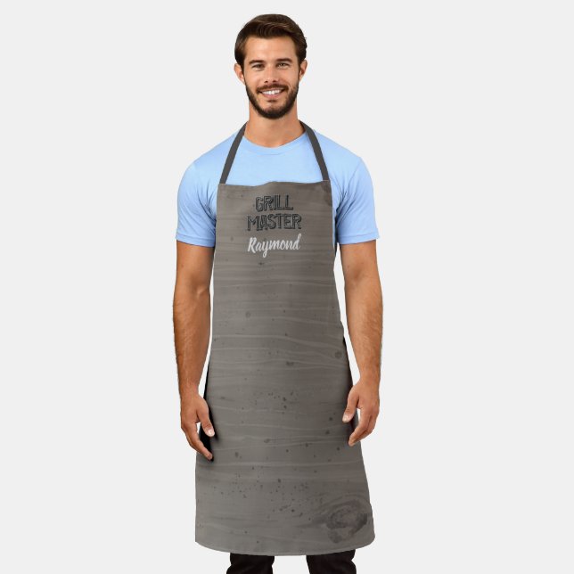 BBQ Grill Master Rustic Gray Reclaimed Wood Mens Apron (Worn)