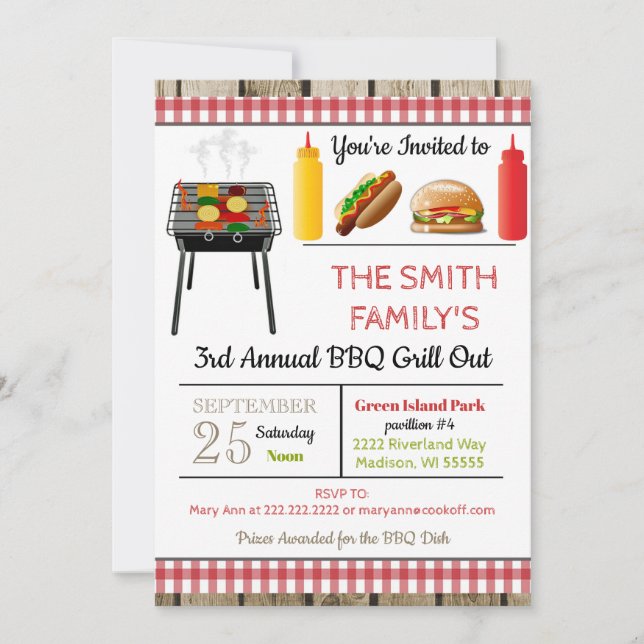 BBQ Grill Out Invitation (Front)