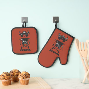 BBQ Grill  Oven Mitt & Pot Holder Set