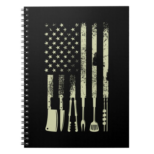 BBQ Grilling Barbecue Meat Smoking US Flag Notebook (Front)