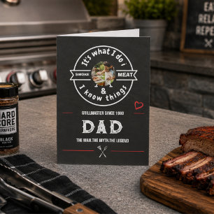 Bbq Grilling Funny Fathers Day Photo Black White Card