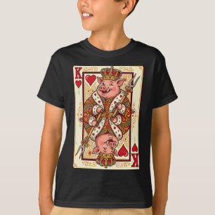 Bbq Grilling Funny Pig King Of Hearts Playing Card T-Shirt