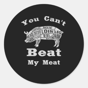 BBQ Grilling Meat Grill Pig Suckling Pig Sow Classic Round Sticker