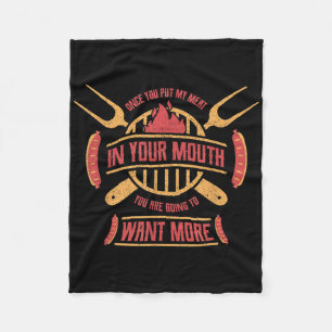 Bbq Grilling Vintage Funny Cooking Meat Grill Barb Fleece Blanket