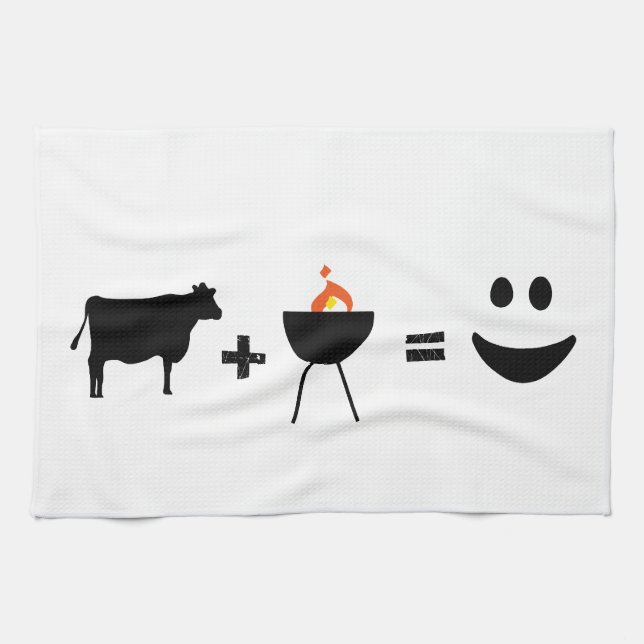 BBQ = Happiness Tea Towel (Horizontal)