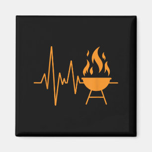 BBQ Heartbeat Grillmaster Line Art Design Magnet