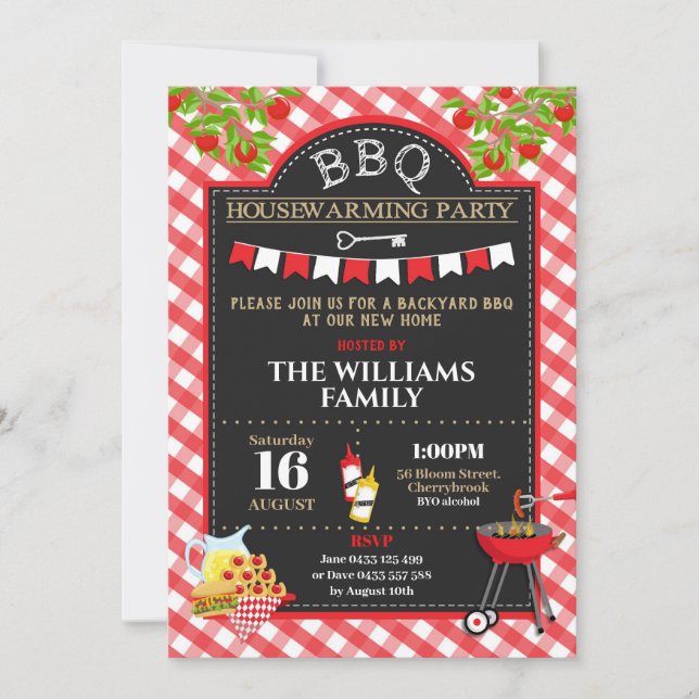 BBQ Housewarming Party New Home Backyard BBQ Invitation (Front)