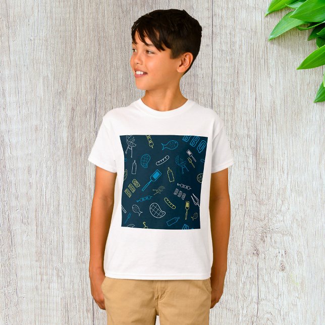 BBQ Icons Pattern Grilling Tools Meat Food  T-Shirt (Creator Uploaded)