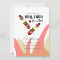 BBQ Kabobs Flames Party Invitation