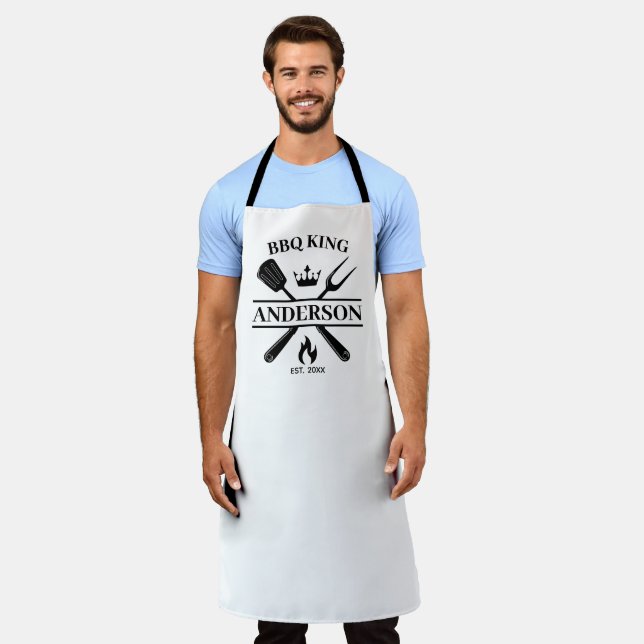 BBQ King Barbecue Personalised  Apron (Worn)