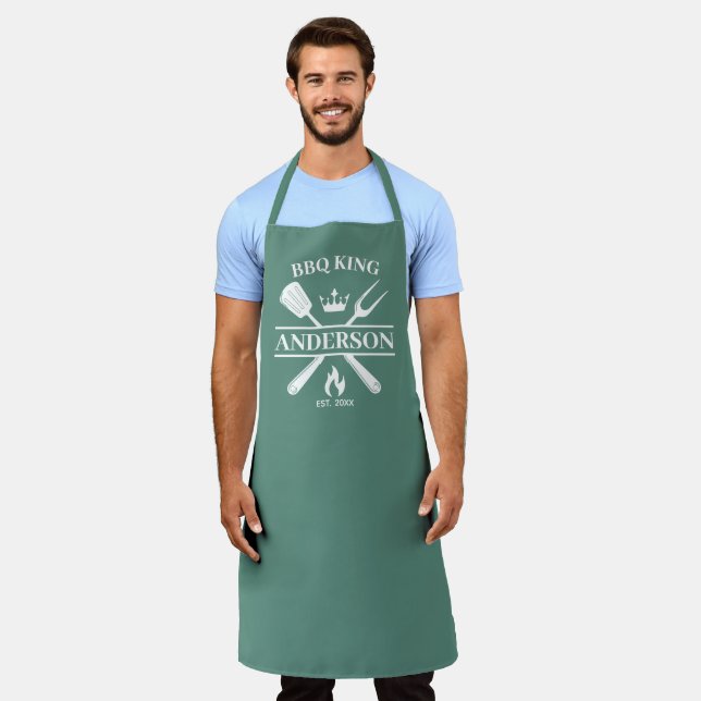 BBQ King Barbecue Personalised  Apron (Worn)