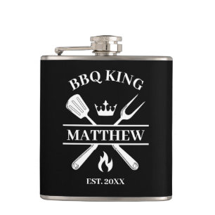 BBQ King Barbecue Personalised Hip Flask