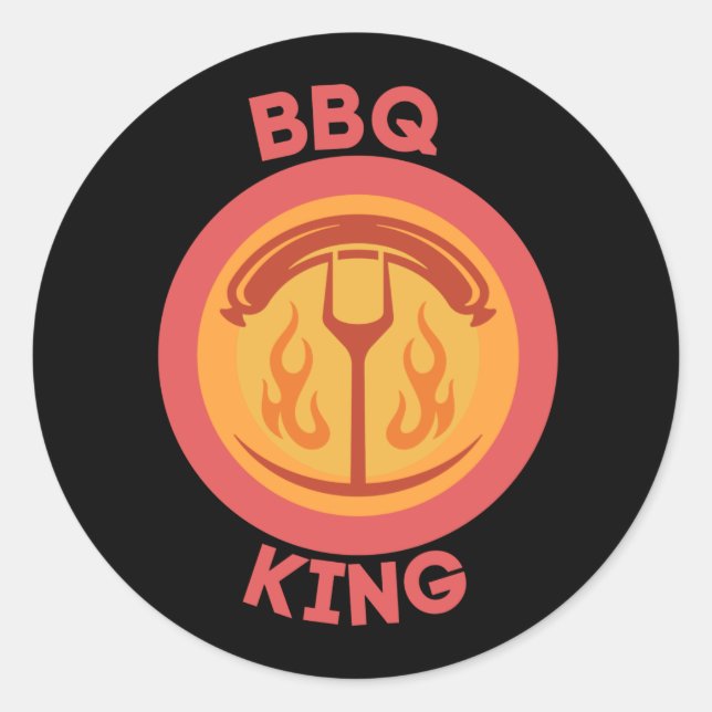 BBQ KING CLASSIC ROUND STICKER (Front)