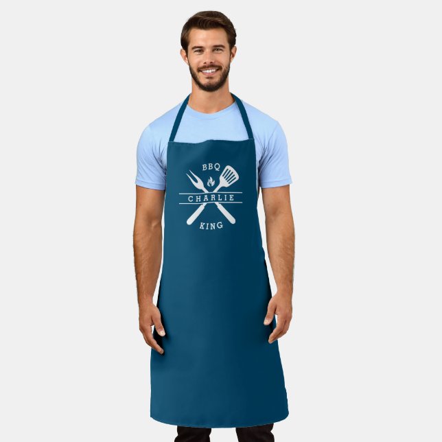 BBQ King | Dad Chef | Personalised Name Apron (Worn)
