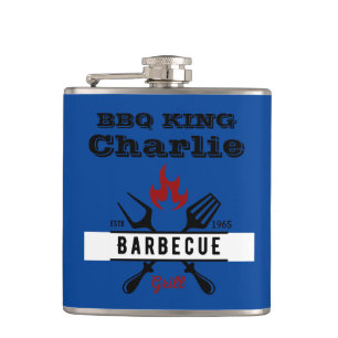 BBQ KING Editable text Hip Flask