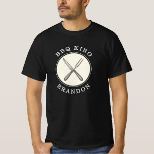 BBQ King Knife & Fork Grill Dad Name T-Shirt