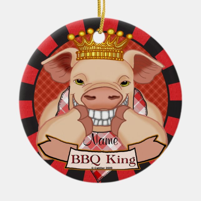 BBQ King Pig  custom ornament (Front)