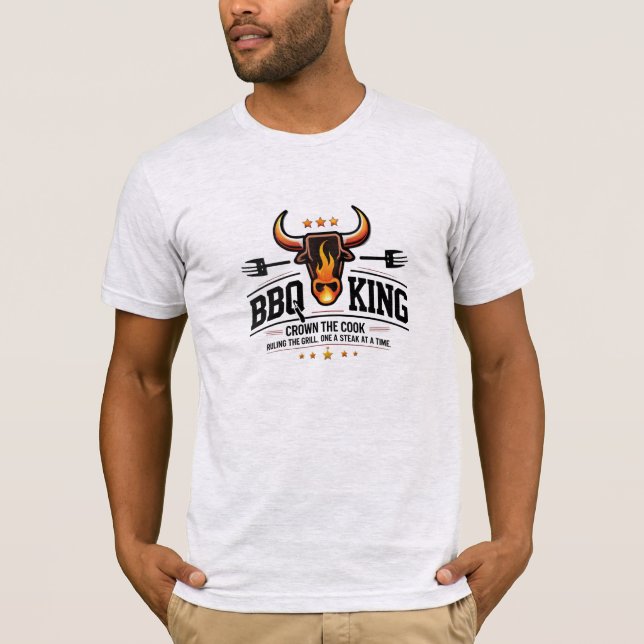 BBQ King – Premium Bull Flame Tee for Grill Master (Front)