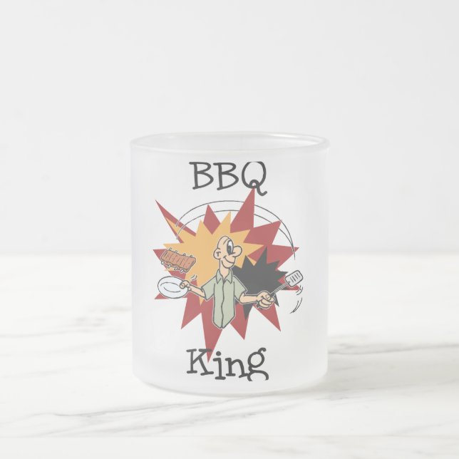 BBQ King T-shirts and Gifts Frosted Glass Coffee Mug (Center)