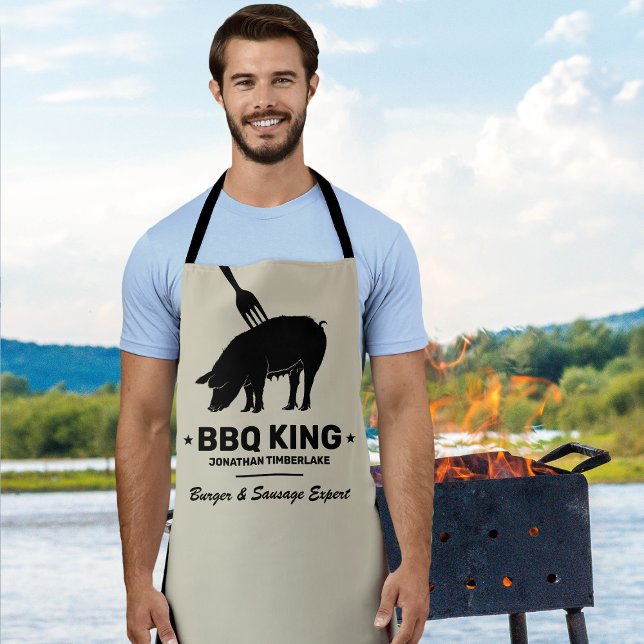 BBQ King Your Name Butcher Kitchen Apron (Creator Uploaded)