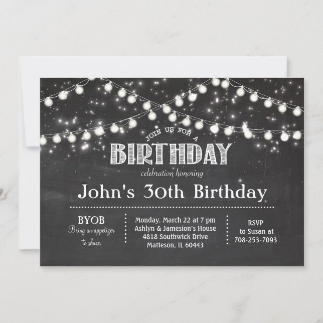 BBQ Lights Summer Birthday Shower Invitation (Front)