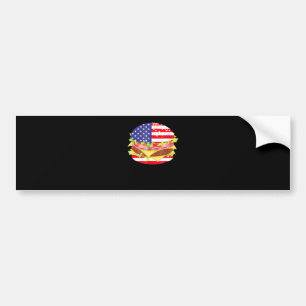 BBQ Lovers Hamburger USA Flag 4th Of July BBQ Bumper Sticker