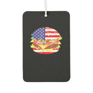 BBQ Lovers   Hamburger USA Flag 4th Of July BBQ Car Air Freshener