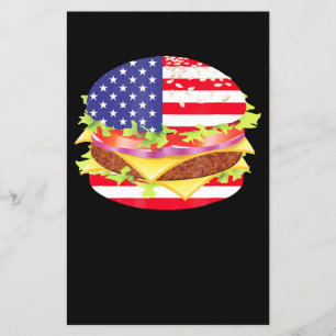 BBQ Lovers Hamburger USA Flag 4th Of July BBQ Flyer