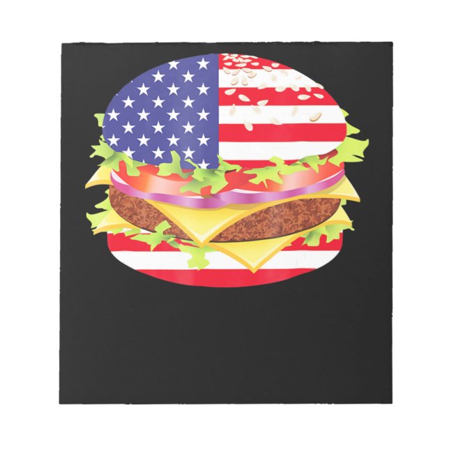 BBQ Lovers | Hamburger USA Flag 4th Of July BBQ Notepad (Front)