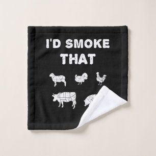 BBQ Lovers ID Smoke That Chef Smoker BBQ Gifts Wash Cloth