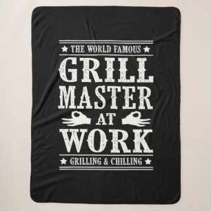 BBQ Lovers The World Famous Grill Master At Work Sherpa Blanket