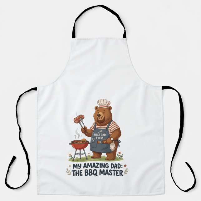 BBQ Master Bear Dad Design Apron (Front)