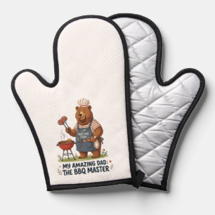 BBQ Master Bear Dad Design Oven Mitt