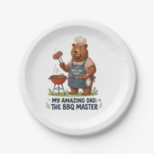 BBQ Master Bear Dad Design Paper Plate