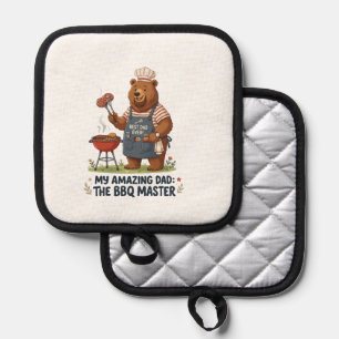 BBQ Master Bear Dad Design Pot Holder