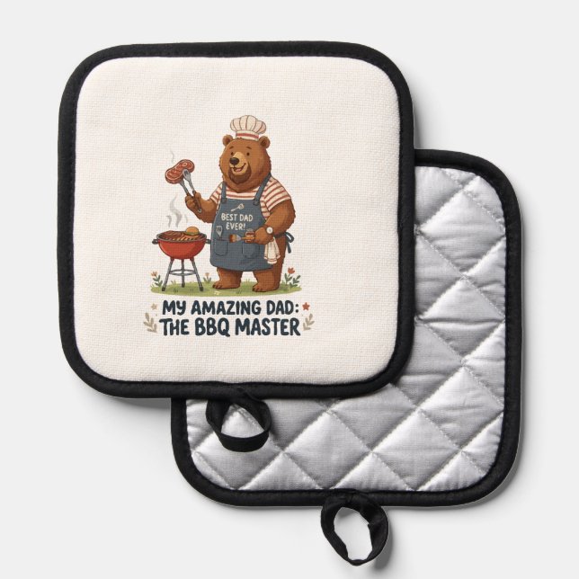 BBQ Master Bear Dad Design Pot Holder (Front/Back)
