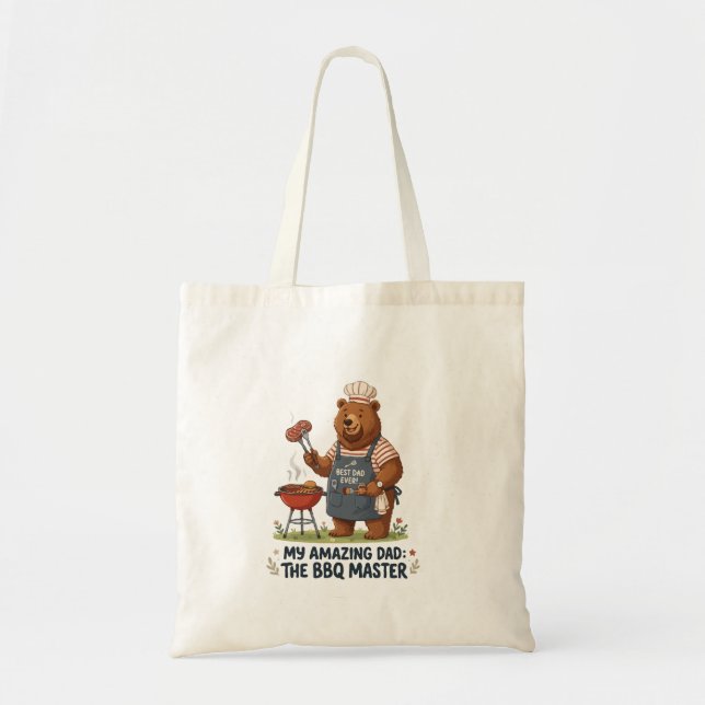 BBQ Master Bear Dad Design Tote Bag (Front)
