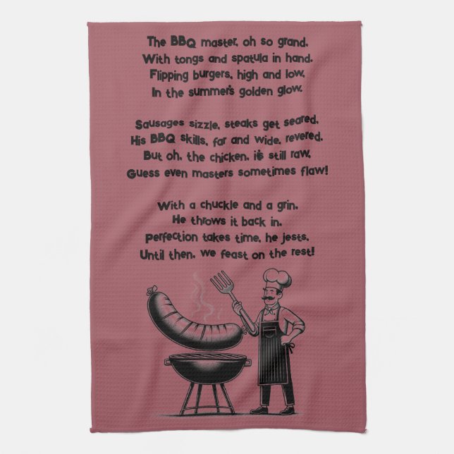 BBQ Master’s Humorous Poem  Tea Towel (Vertical)
