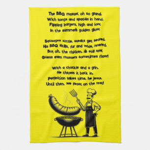 BBQ Master’s Humorous Poem  Tea Towel