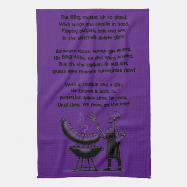 BBQ Master’s Humorous Poem  Tea Towel (Vertical)