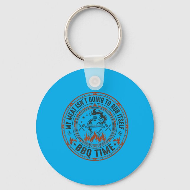 Bbq Meat Rub Barbecue Grilling Key Ring (Front)