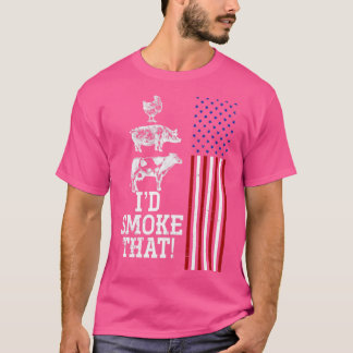 BBQ Meat Smoking American Flag US Retro Barbecue T-Shirt