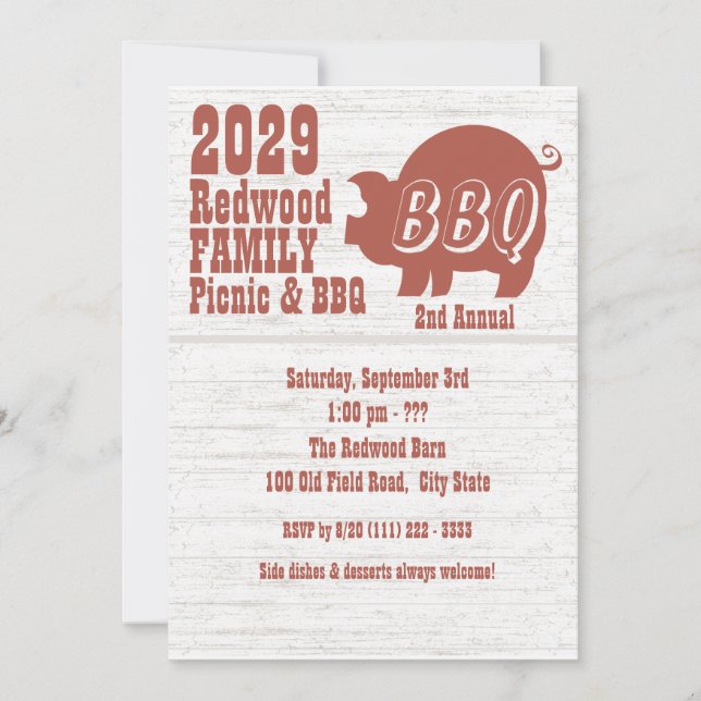 BBQ or Pig Roast Invitation (Front)