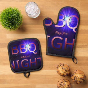 BBQ Oven Mitt and Pot Holders Oven Mitt & Pot Holder Set