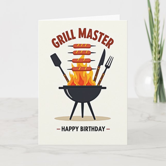 Bbq Party Birthday Card (Front)