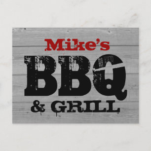 BBQ party invitation postcards   Wood panel