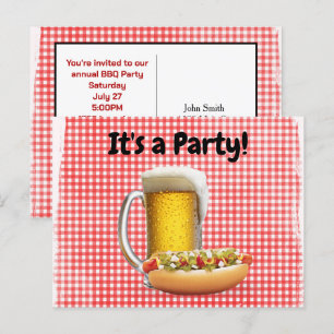BBQ Party Invite On Gingham