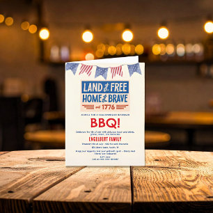 BBQ Party Patriotic American 4th of July Folded Invitation
