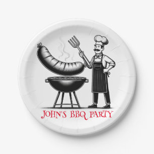 BBQ Party Personalized Chef Paper Plate