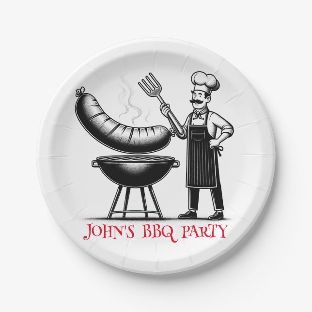 BBQ Party  Personalized Chef  Paper Plate (Front)